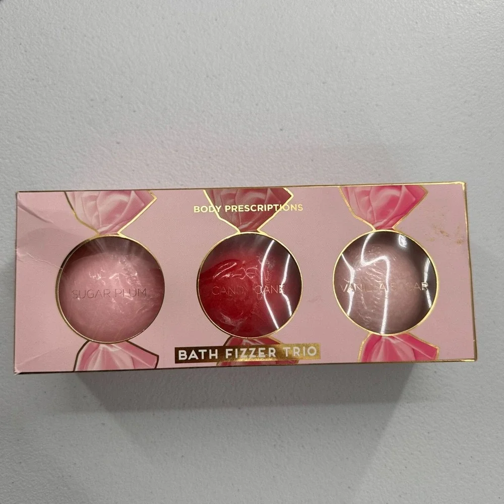 Body Prescriptions Bath Fizzer Trio‎ Sugar Plum Candy Cane Vanilla Sugar Gift a